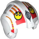 LEGO Wit Rebel Piloot Helm met Geel Rebel logo, Rood en Geel Strepen (30370 / 73613)