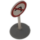 LEGO White Road Sign (old) No Left Turn with Base Type 1