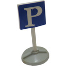 LEGO Weiß Road Sign (old) Platz mit P auf Blau background mit Basis Typ 1