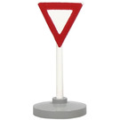 LEGO White Road Sign (old) triangle inverted with red bordered white triangle with Base Type 2