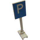 LEGO White Road Sign Square White 'P' on Blue