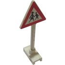 LEGO blanc Road Sign Triangle avec Children Playing (649)