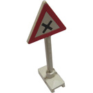 LEGO Blanc Panneau de Signalisation Triangle avec Dangerous Intersection Sign (649 / 81294)