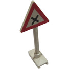 LEGO Wit Road Sign Triangle met Dangerous Intersection Sign (649 / 81294)