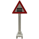 LEGO White Road Sign Triangle with Level Crossing (649)