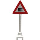 LEGO blanc Road Sign Triangle avec Level Crossing (bold Modèle) (649)