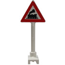 LEGO White Road Sign Triangle with Locomotive Pattern (649)