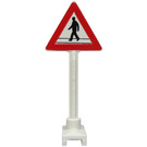 LEGO blanc Road Sign Triangle avec Pedestrian (649)