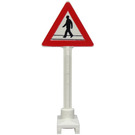 LEGO White Road Sign Triangle with Pedestrian (649)