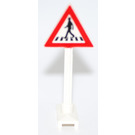 LEGO White Road Sign Triangle with Pedestrian Crossing (1 Person) (649)