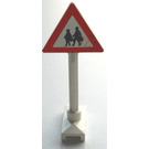 LEGO blanc Road Sign Triangle avec Pedestrian Crossing 2 People Modèle (649)