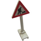 LEGO Wit Road Sign Triangle met Road Worker (649)