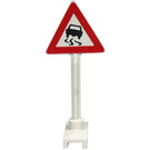 LEGO blanc Road Sign Triangle avec Skidding Auto Modèle (649)