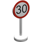 LEGO White Road Sign with 30 Pattern