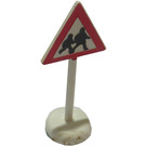 LEGO White Road Sign with Children Crossing