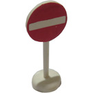 LEGO White Road Sign with No Entry pattern