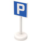 LEGO White Road Sign with Parking Pattern