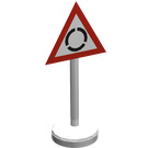 LEGO White Road Sign with Roundabout Pattern
