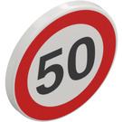 LEGO Blanc Roadsign Clip-sur 2 x 2 Rond avec '50' Speed Limit (30261 / 83388)