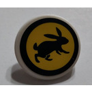 LEGO White Roadsign Clip-on 2 x 2 Round with Black Rabbit and Circle Sticker (30261)