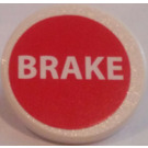 LEGO White Roadsign Clip-on 2 x 2 Round with 'BRAKE' on Red Background Sticker (30261)
