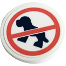 LEGO White Roadsign Clip-on 2 x 2 Round with No Dog Sign Sticker (30261)