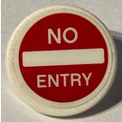 LEGO White Roadsign Clip-on 2 x 2 Round with No Entry (Thin Font) Sticker (30261)