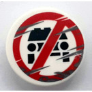 LEGO White Roadsign Clip-on 2 x 2 Round with Red Scratched Sign and Black Car Pattern Sticker (30261)