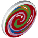 LEGO Wit Roadsign Clip-Aan 2 x 2 Ronde met Swirl lolipop (30261 / 67078)