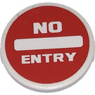 LEGO White Roadsign Clip-on 2 x 2 Round with White 'No Entry' and White Bar Sticker (30261)