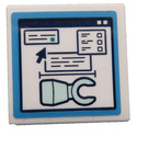 LEGO White Roadsign Clip-on 2 x 2 Square with Arm Prosthesis Caracteristic Sticker with Open 'O' Clip (15210)