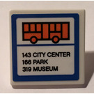 LEGO blanc Roadsign Clip-sur 2 x 2 Carré avec Bus Stop Sign Autocollant avec le clip en « U » ouvert (30258)