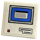 LEGO White Roadsign Clip-on 2 x 2 Square with Computer Screen with Open Window on Blue Background Sticker with Open 'O' Clip (15210)
