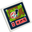 LEGO Wit Roadsign Clip-Aan 2 x 2 Vierkant met Coral Sloth Hoofd Sticker met Open 'O'-clip (15210)