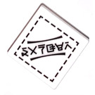 LEGO Wit Roadsign Clip-Aan 2 x 2 Vierkant met Danger in Ninjargon Sticker met Open 'O'-clip (15210)