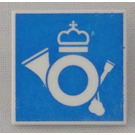 LEGO White Roadsign Clip-on 2 x 2 Square with Deutsche Post Symbol with Open 'U' Clip (15210)