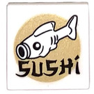 LEGO White Roadsign Clip-on 2 x 2 Square with Fish and 'Sushi' Sticker with Open 'O' Clip (15210)