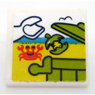 LEGO White Roadsign Clip-on 2 x 2 Square with Hand Throwing an Apple into Bin Sticker with Open 'O' Clip (15210)