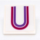 LEGO White Roadsign Clip-on 2 x 2 Square with Magenta and Medium Lavender 'U' Sticker with Open 'O' Clip (15210)