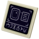 LEGO Wit Roadsign Clip-Aan 2 x 2 Vierkant met Monitor, Runes Sticker met Open 'O'-clip (15210)