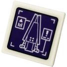 LEGO Wit Roadsign Clip-Aan 2 x 2 Vierkant met Monitor, Wakanda Tower Sticker met Open 'O'-clip (15210)