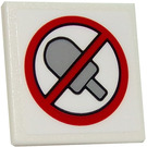 LEGO White Roadsign Clip-on 2 x 2 Square with No Popsicles Sticker with Open 'O' Clip (15210)