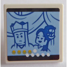 LEGO White Roadsign Clip-on 2 x 2 Square with Two Blue Characters Sticker with Open 'O' Clip (15210)