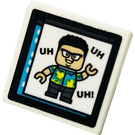 LEGO blanc Roadsign Clip-sur 2 x 2 Carré avec 'UH UH UH!', Minifigure Autocollant avec clip 'O' ouvert (15210)