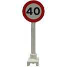 LEGO White Roadsign Round with '40' Speed Limit