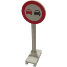 LEGO White Roadsign Round with No Overtaking Pattern