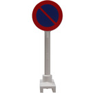 LEGO White Roadsign Round with No Parking (Diagonal to Left) (80045)