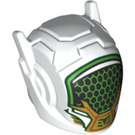 LEGO White Robot Helmet with Ear Antennas with Green and Black Hexagons (46534 / 76821)