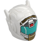 LEGO White Robot Helmet with Ear Antennas with Red Light and Gold Design (46534)