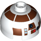 LEGO blanc Rond Brique 2 x 2 Dome Haut (Undetermined Stud - To be deleted) avec 'R7-D4' (90599)